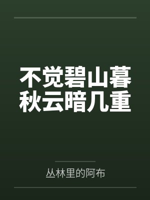 不觉碧山暮秋云暗几重封面