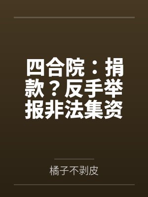 四合院:捐款?反手举报非法集资封面