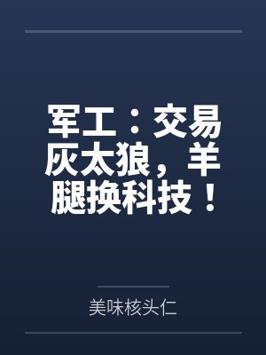 军工：交易灰太狼，羊腿换科技！封面