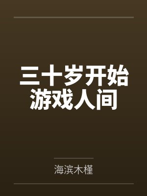 三十岁开始游戏人间封面