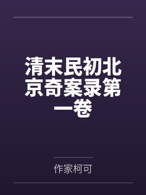 清末民初北京奇案录第一卷封面